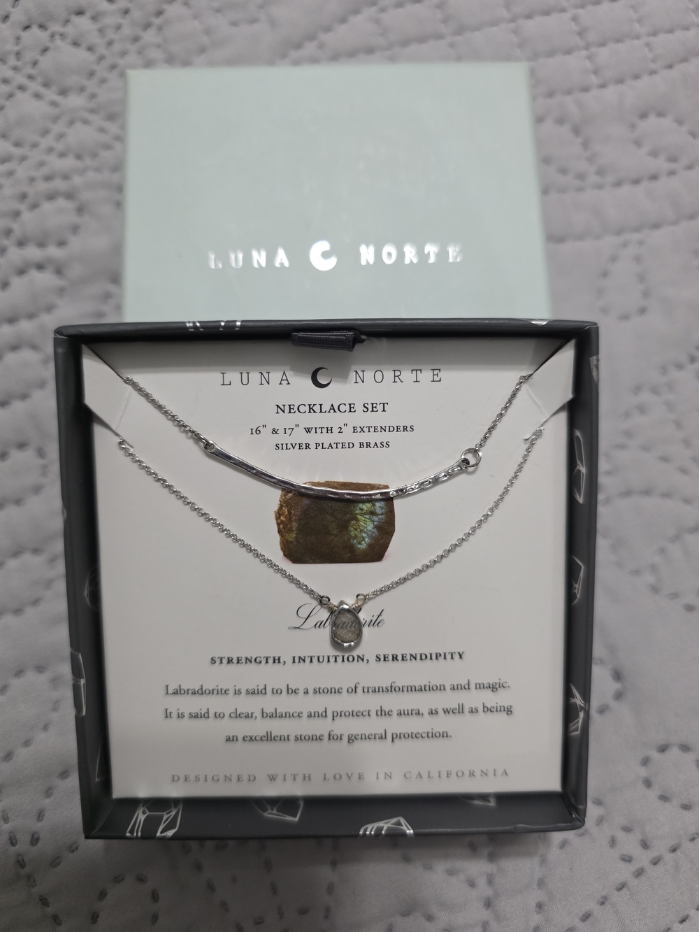 Luna Norte Silver Plated Labradorite Layered Necklace Set - Silver
